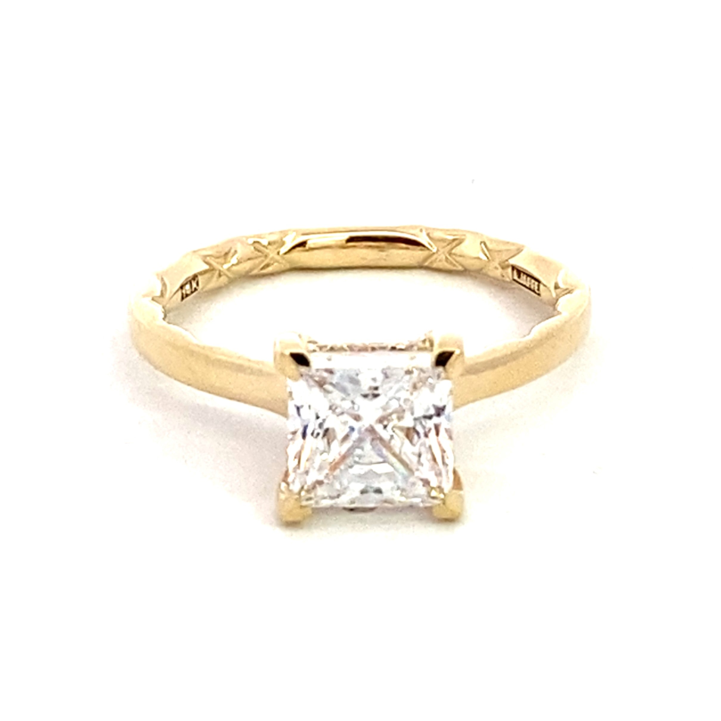 14K Yellow Gold Hidden Halo Princess Diamond Engagement Ring