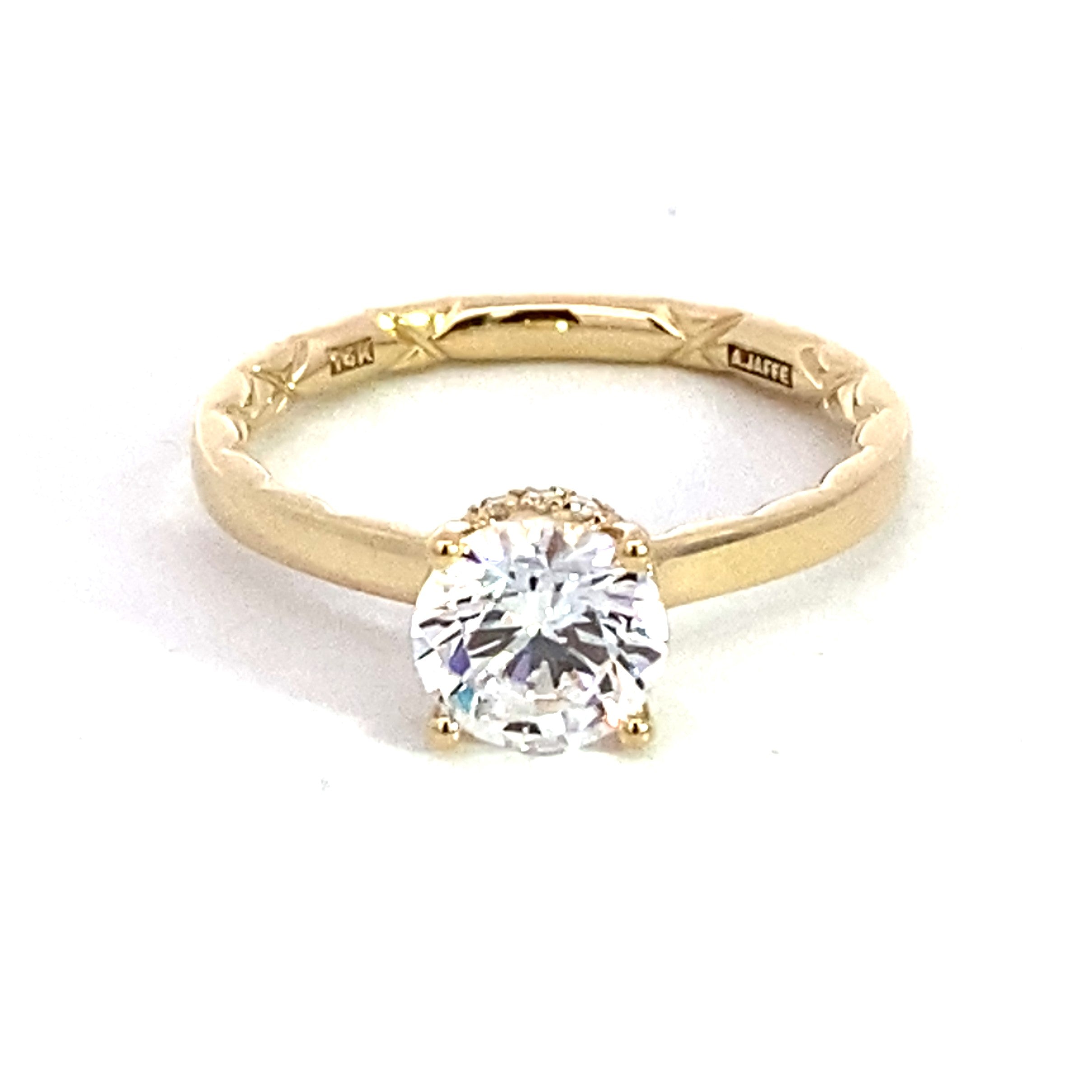 14K White Gold Hidden Halo Diamond Engagement Ring