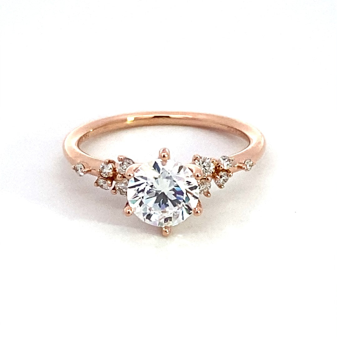 14K Rose Gold Reena Classic Round Diamond Engagement Ring