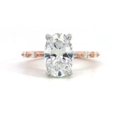 14K Rose And White Gold Adeena Hidden Halo Oval Diamond Engagement Ring