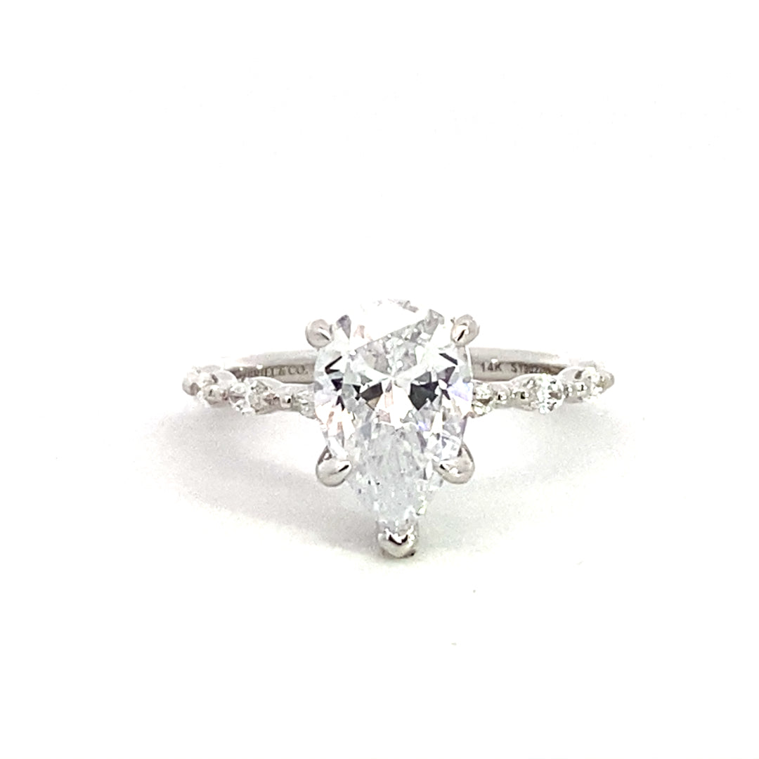 14K White Gold Adeena Hidden Halo Pear Diamond Engagement Ring
