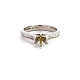 14K White Gold Classic Round Natural Diamonds Engagement Ring