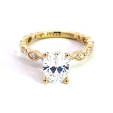 14K Yellow Gold Xyris Modern Oval Natural Diamonds Engagement Ring