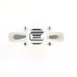 14K White Gold East West Emerald Cut Center Solitaire Ring