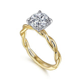 14K White And Yellow Gold Emersin Twisted Round Diamond Engagement Ring