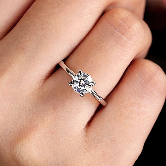 14K White Gold Ali Round Diamond Engagement Ring