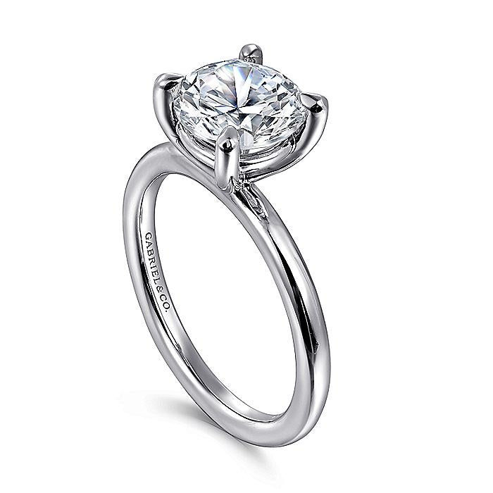 14K White Gold Lark Round Solitaire Engagement Ring