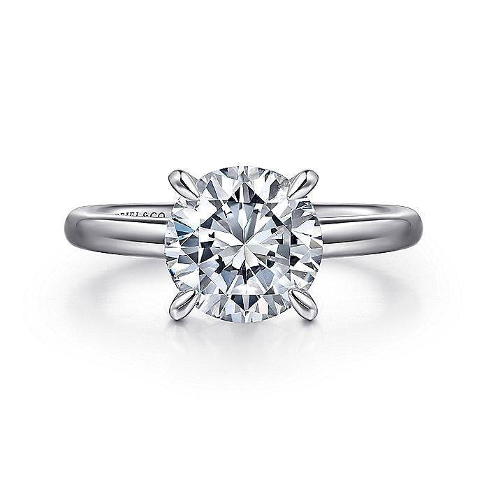 14K White Gold Lark Round Solitaire Engagement Ring