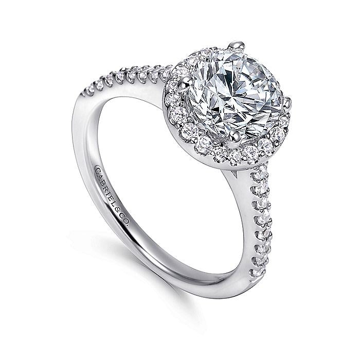 14K White Gold Carly Halo Round Diamond Engagement Ring
