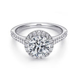 14K White Gold Carly Halo Round Diamond Engagement Ring