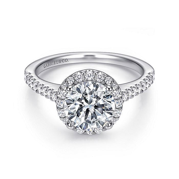 14K White Gold Carly Halo Round Diamond Engagement Ring