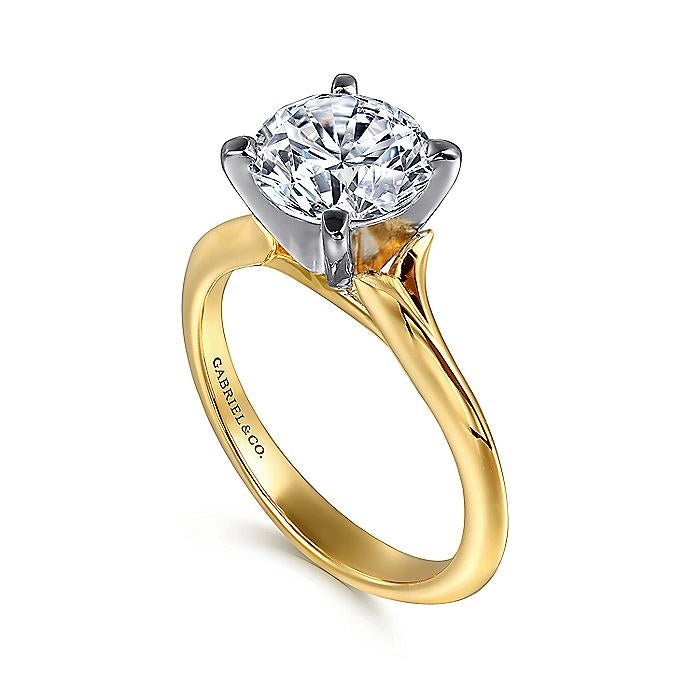 14K White And Yellow Gold Ellis Round Diamond Engagement Ring