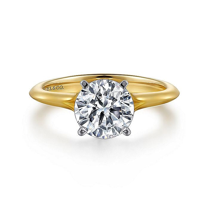 14K White And Yellow Gold Ellis Round Diamond Engagement Ring