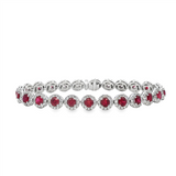 14K White Gold Rubies And Diamonds Tennis Bracelet