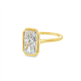 14K Yellow Gold 3.07Ct Rectangular Lab Grown Diamonds Solitaire Engagement Ring