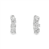 14K White Gold 15Mm Scattered Round Huggie Lab Grown Diamonds Hoop Earrings