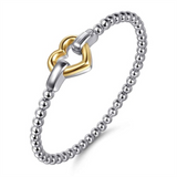 Sterling Silver And 14K Yellow Gold Bujukan Heart Flex Bangle