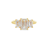 14K Yellow Gold 2.05Ct Emerald Cut Lab Grown Diamonds Three Stone Engagement Ring