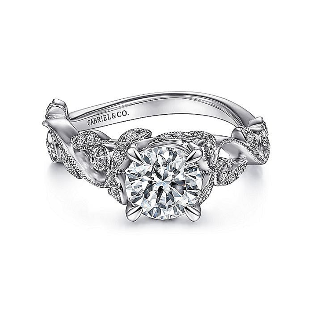 14K White Gold 'Martedi' Free Form Engagement Ring | 0.15Ctw Diamonds ...