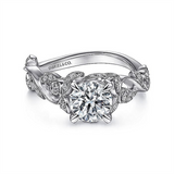 14K White Gold 'Martedi' Free Form Round Natural Diamonds Engagement Ring