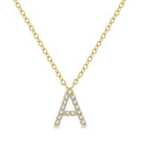 10K Yellow Gold Natural Diamonds Initial A Necklace