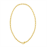 14K Yellow Gold Semi-Solid Polished Charm Lock Paperclip Link Chain