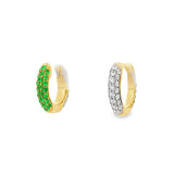 14K Yellow Gold Emeralds Huggie Earrings