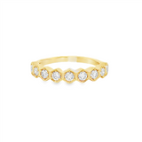 14K Yellow Gold Hexagonal Contemporary Natural Diamond Band