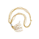 JT ESTATE 18K Yellow Gold Five Strand Freshwater Pearl Bolo Necklace