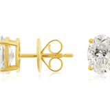 14K Yellow Gold 2.00 CTW Oval Lab Grown Diamonds Stud Earrings