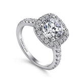 14K White Gold 'Lyla' Halo Round Diamond Engagement Ring