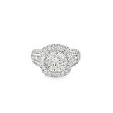 18K White Gold Halo Round Natural Diamonds Natural Diamonds Engagement Ring
