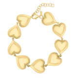 14K Yellow Gold Overlay Puff Heart Bracelet