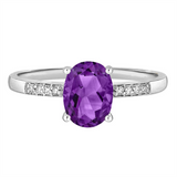 February Birthstone Rings: 14K White Gold Diamond And Amethyst Ring