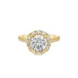 14K Yellow Gold 'Charmaine' Halo Round Diamond Engagement Ring