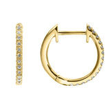 18K Yellow Gold 15Mm Round Huggie Natural Diamonds Hoop Earrings
