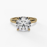 14K Yellow Gold Hidden Halo Round Diamond Engagement Ring