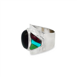 JT ESTATE Sterling Silver Amethyst And Inlay Ring