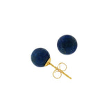JT ESTATE 14K Yellow Gold Lapis Ball Stud Earrings