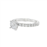 14K White Gold Classic Round Natural Diamonds Engagement Ring
