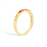 14K Yellow Gold Round Sapphires Band Ring
