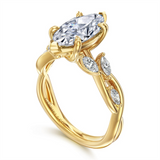 14K Yellow Gold 'Charlina' Twist Marquise Natural Diamonds Engagement Ring