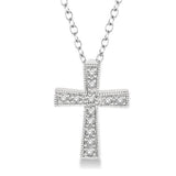 Sterling Silver Natural Diamonds Cross Pendant