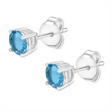14K White Gold Blue Topaz Stud Earrings