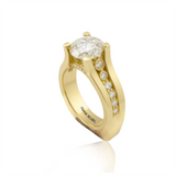 14K Yellow Gold Contemporary Round Diamond Engagement Ring