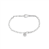 14K White Gold Natural Diamond Interlocked Link Bracelet