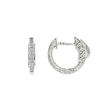 14K White Gold 12Mm Round Huggie Natural Diamonds Hoop Earrings