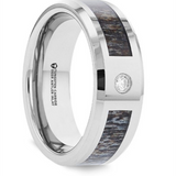 Tungsten Carbide ‘Colton’ 8mm Ombre Deer Antler Inlay Diamond Wedding Band