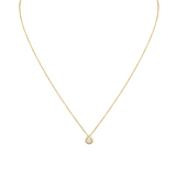 14K Yellow Gold Natural Diamonds Solitaire Necklace