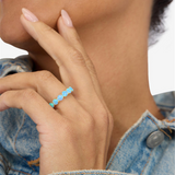 18K Yellow Gold Overlay 'Grand Heiress' Simulated Blue Opal Ring